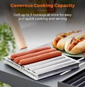 hot dog roller stainless steel sausage roller rack bbq roller with wooden handle